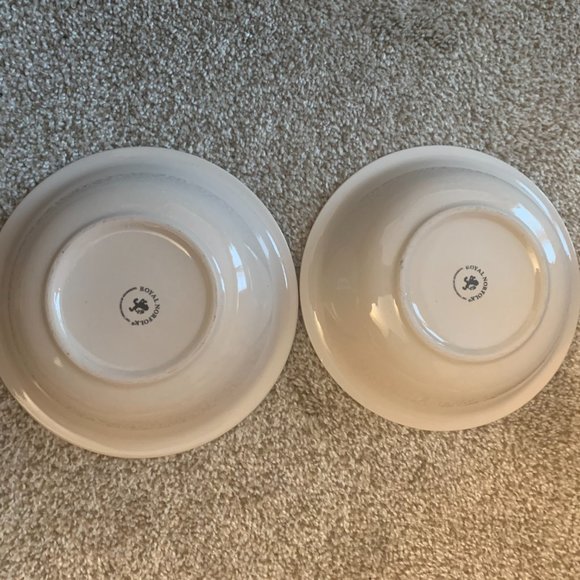 2 ROYAL NORFOLK 7 1/2" FIESTA MAMBO CEREAL/SOUP BOWLS WITH RAINBOW YELLOW CENTER - Picture 2 of 4